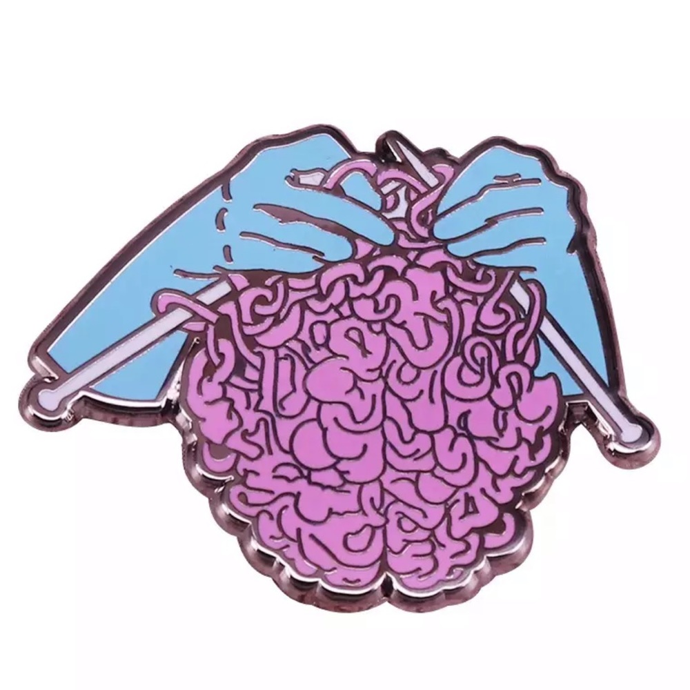 Knitting Nerd Badge Crafty Neuroscience Student Gift Abstract Artsy Brains Pin
